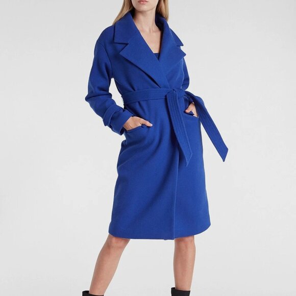 Express Jackets & Blazers - EXPRESS COBALT BLUE BELTED WRAP FRONT COAT